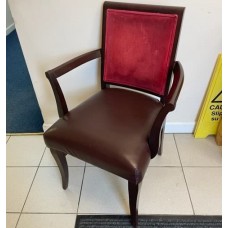 Carver Dining Chairs -Brown Leather and Red Velour 