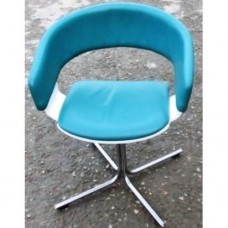 Blue Leather Retro Style Dining Chairs