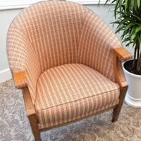  Hypnos Orange Check Tub Chairs
